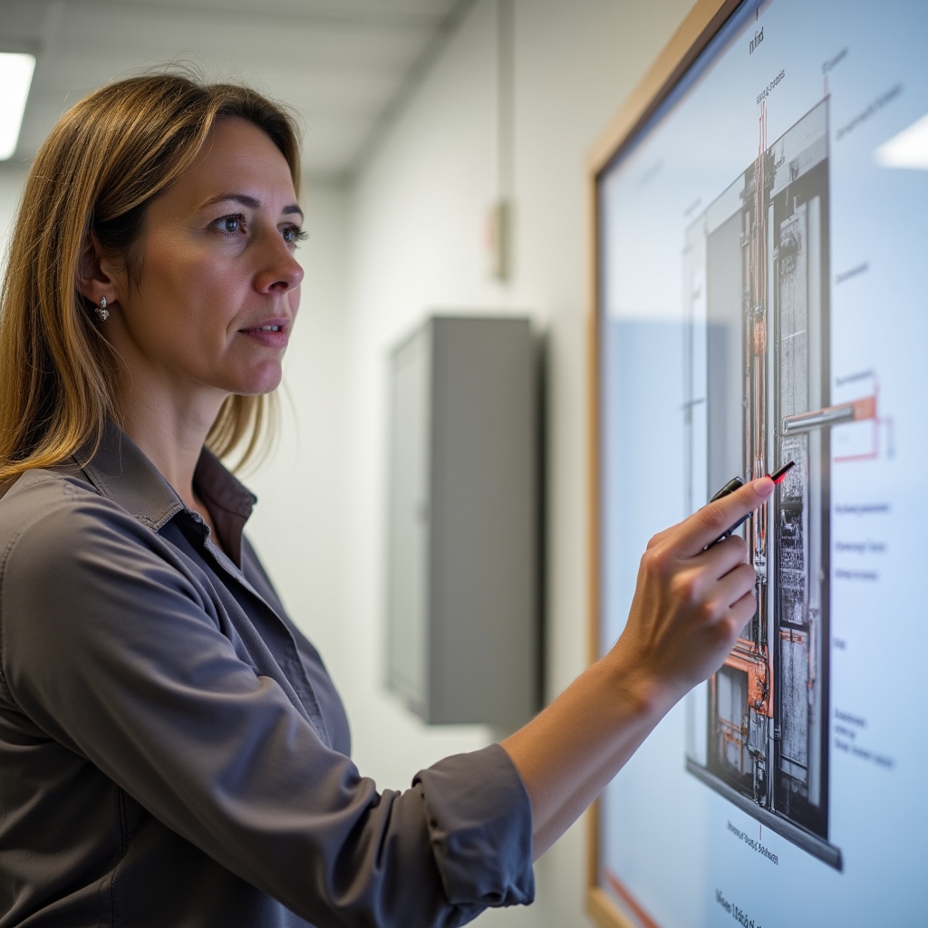 Инструктор объясняет схему работы котла